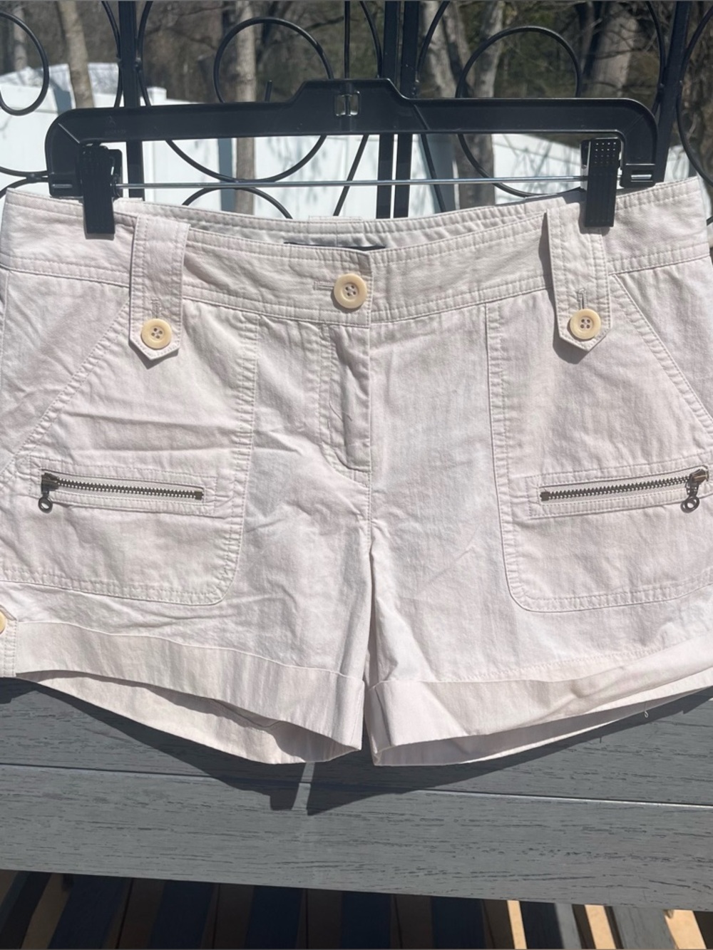 Laundry by Shelli Segal Light Khaki Beige Cotton Blend Utility Cargo Shorts Sz 6
